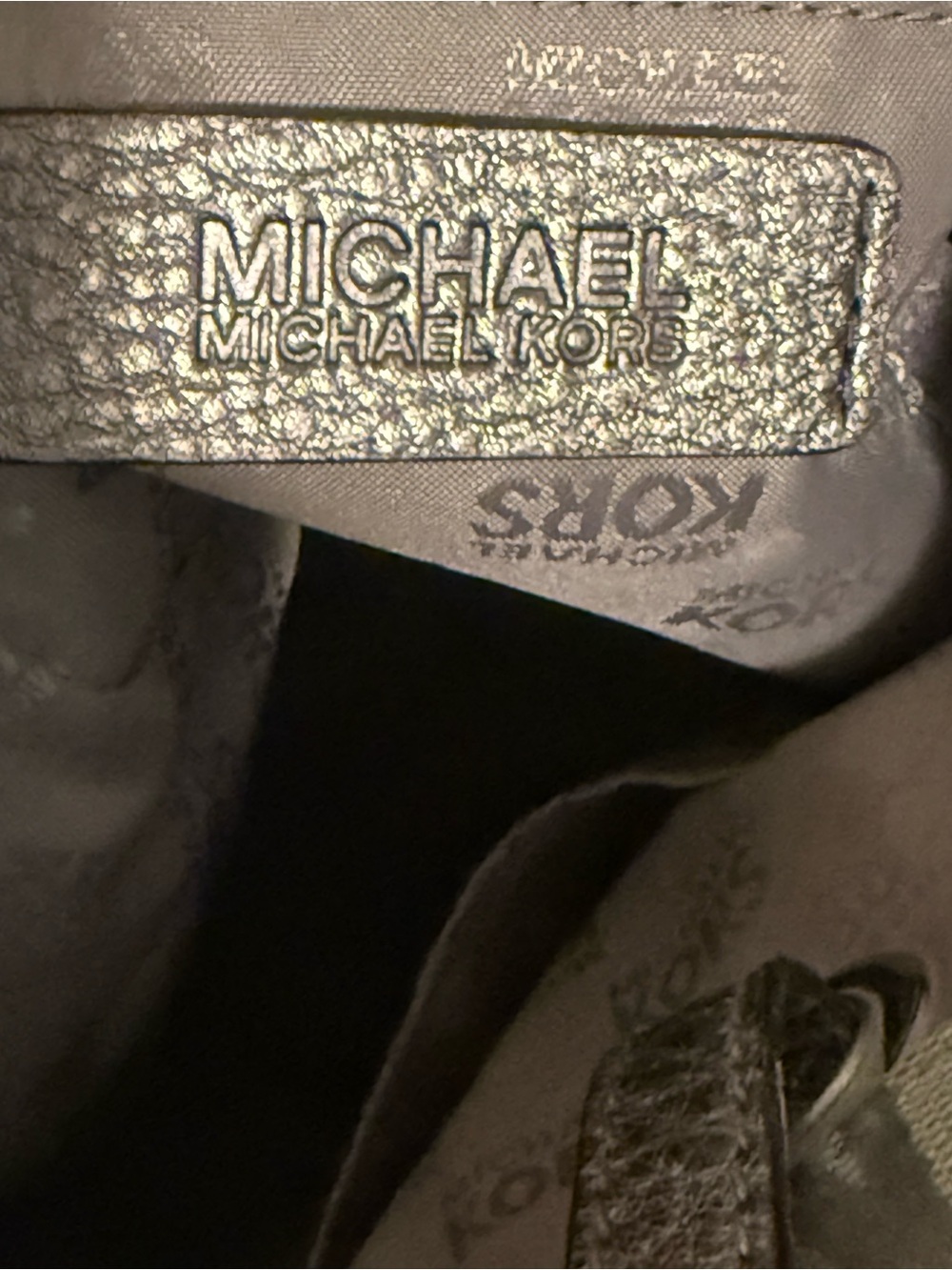 Michael Kors Gray MK Logo Tote with Metallic Handles - Picture 4 of 4